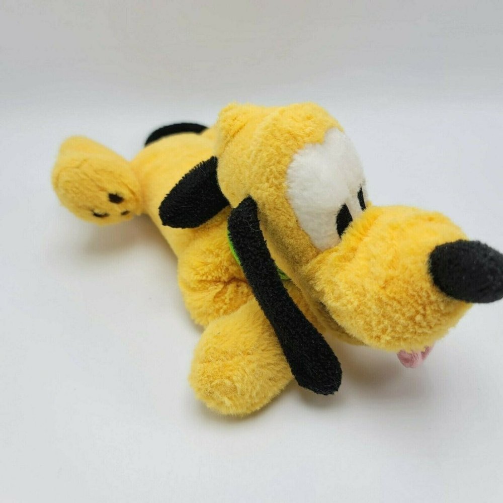 Disney Parks Plush Pluto Dog 10" Stuffed Animal Yellow Puppy 2012 Green Collar